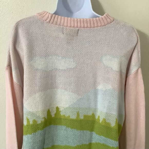 Just Polly Fairy Kei Kawaii Girly Novelty Landscape Cottagcore Knit Sweater S - Picture 7 of 10